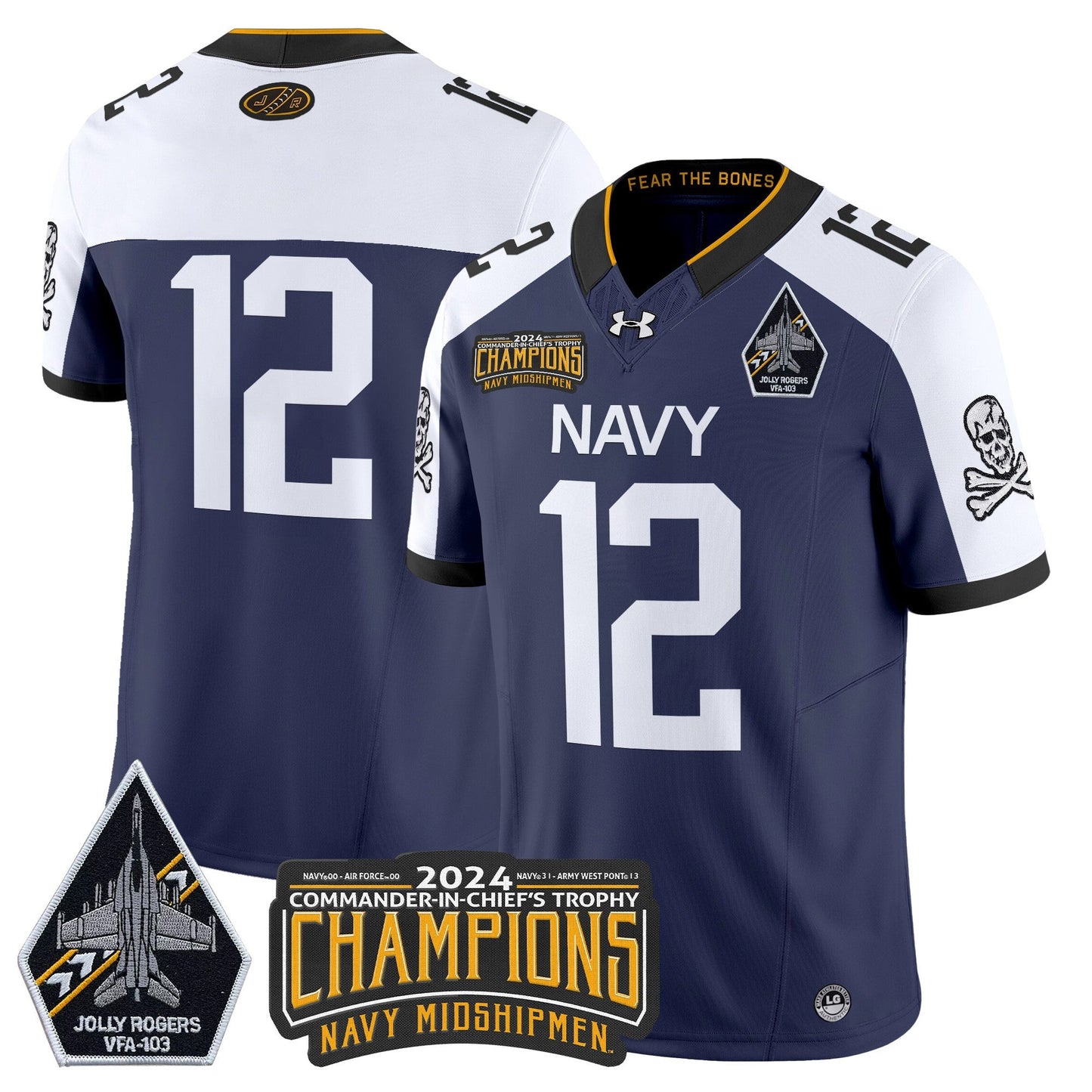 Navy Midshipmen 2024 Commander-In-Chief's Trophy Champions Patch Vapor Limited Jersey - All Stitched
