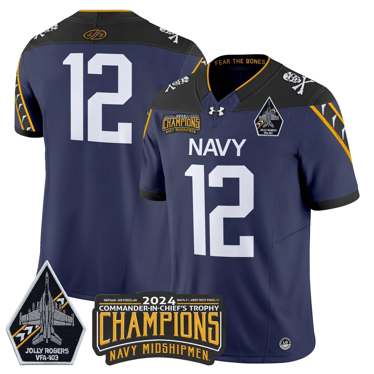 Navy Midshipmen 2024 Commander-In-Chief's Trophy Champions Patch Vapor Limited Jersey - All Stitched
