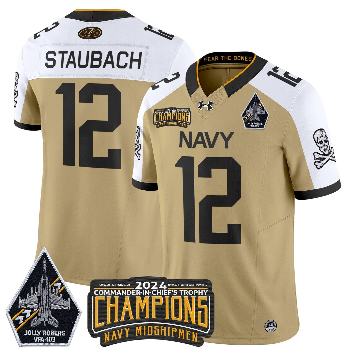 Navy Midshipmen 2024 Commander-In-Chief's Trophy Champions Patch Vapor Limited Jersey - All Stitched