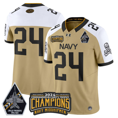 Navy Midshipmen 2024 Commander-In-Chief's Trophy Champions Patch Vapor Limited Jersey - All Stitched