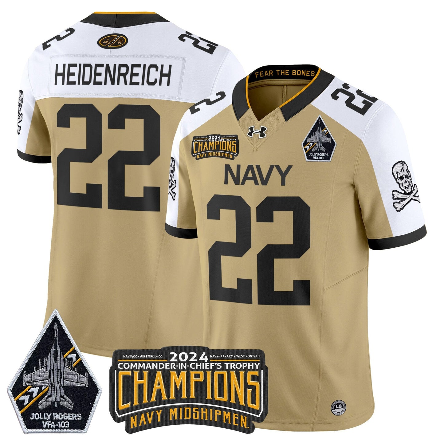Navy Midshipmen 2024 Commander-In-Chief's Trophy Champions Patch Vapor Limited Jersey - All Stitched