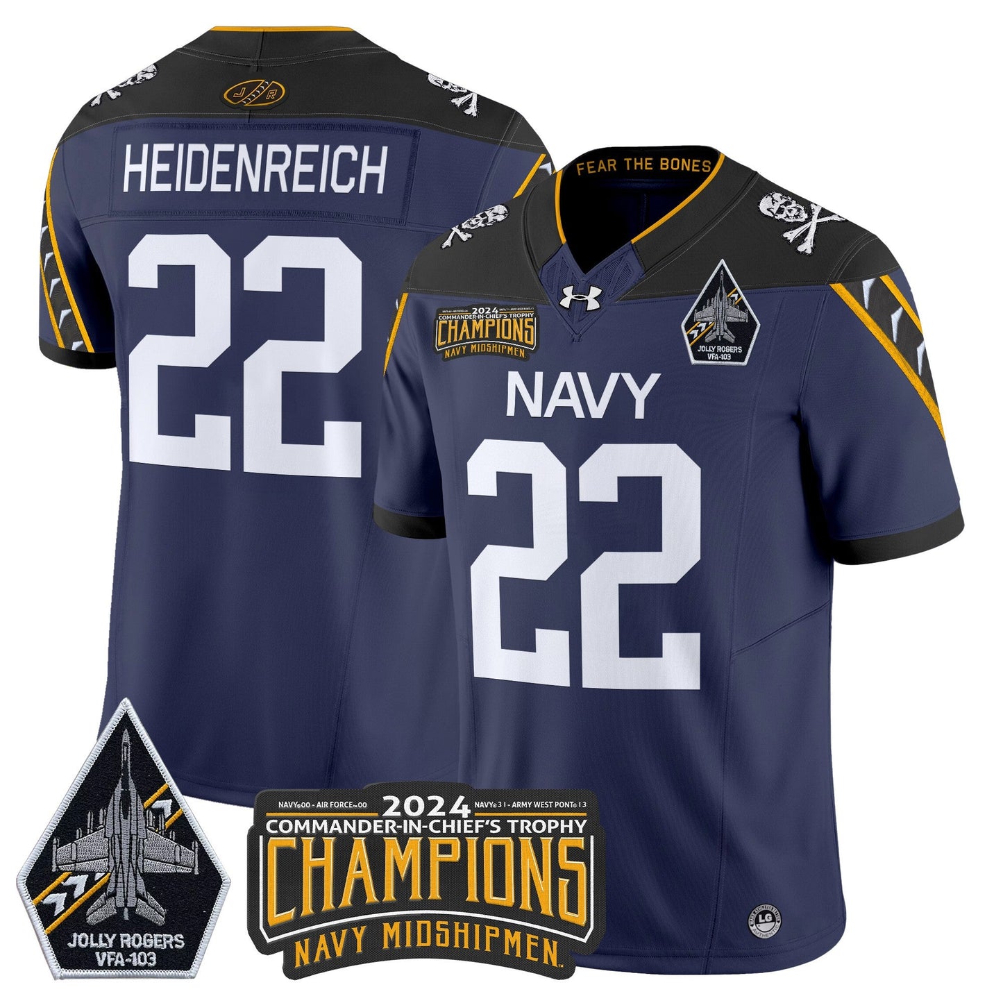 Navy Midshipmen 2024 Commander-In-Chief's Trophy Champions Patch Vapor Limited Jersey - All Stitched