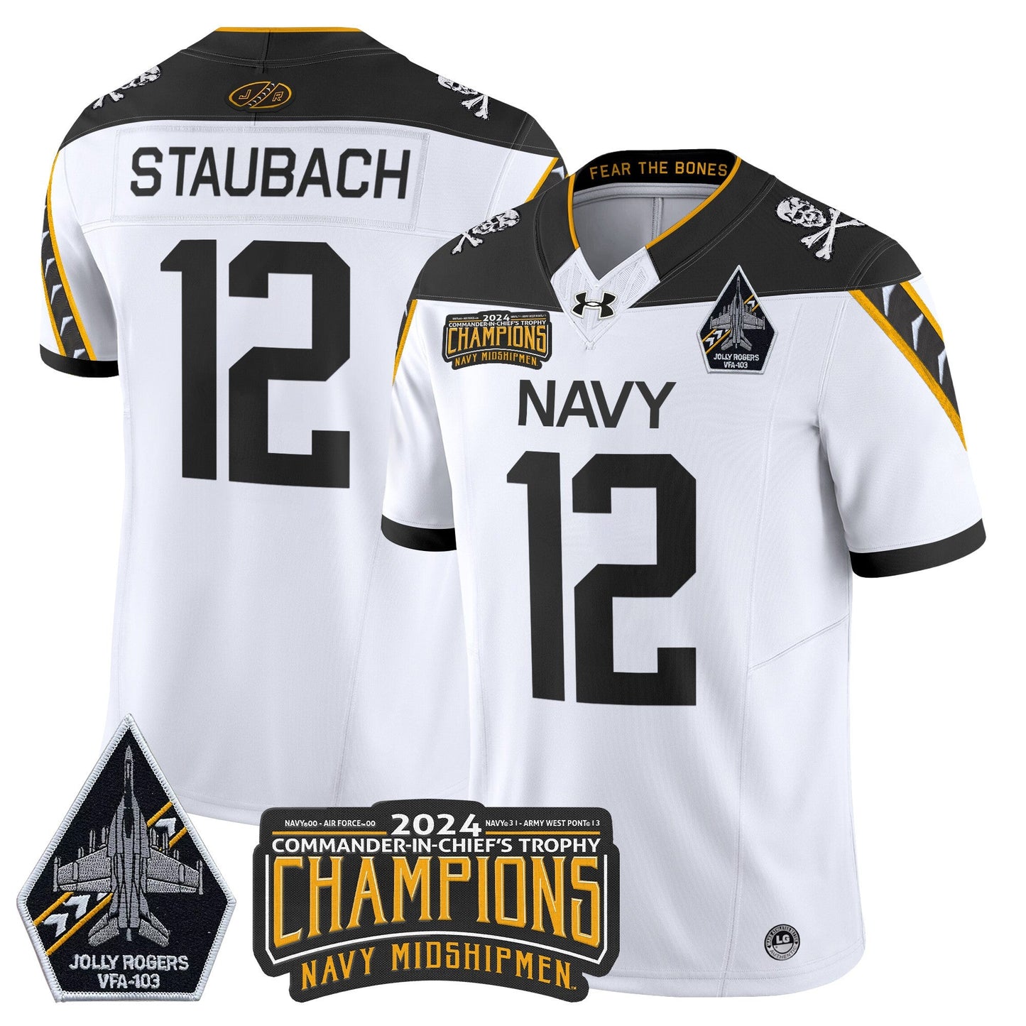 Navy Midshipmen 2024 Commander-In-Chief's Trophy Champions Patch Vapor Limited Jersey - All Stitched