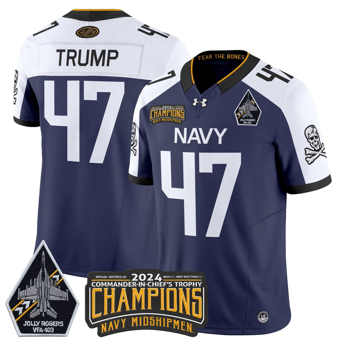Navy Midshipmen 2024 Commander-In-Chief's Trophy Champions Patch Vapor Limited Jersey - All Stitched