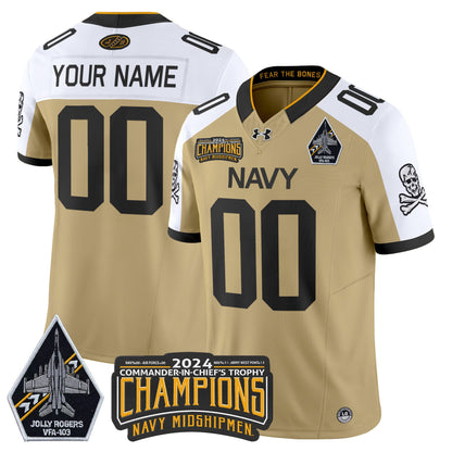 Navy Midshipmen 2024 Commander-In-Chief's Trophy Champions Patch Vapor Limited Custom Jersey - All Stitched