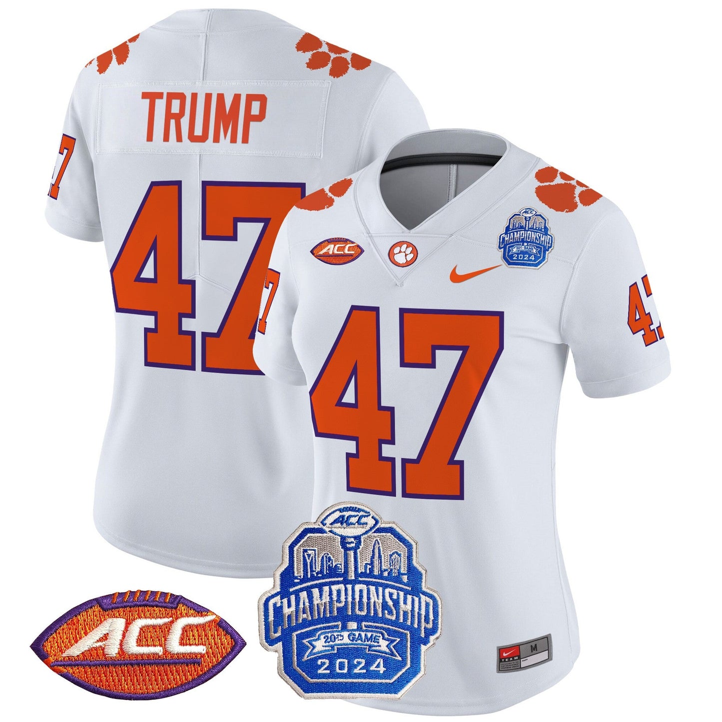 Women's Clemson Tigers 2024 ACC Championship Patch Vapor Limited Jersey - All Stitched