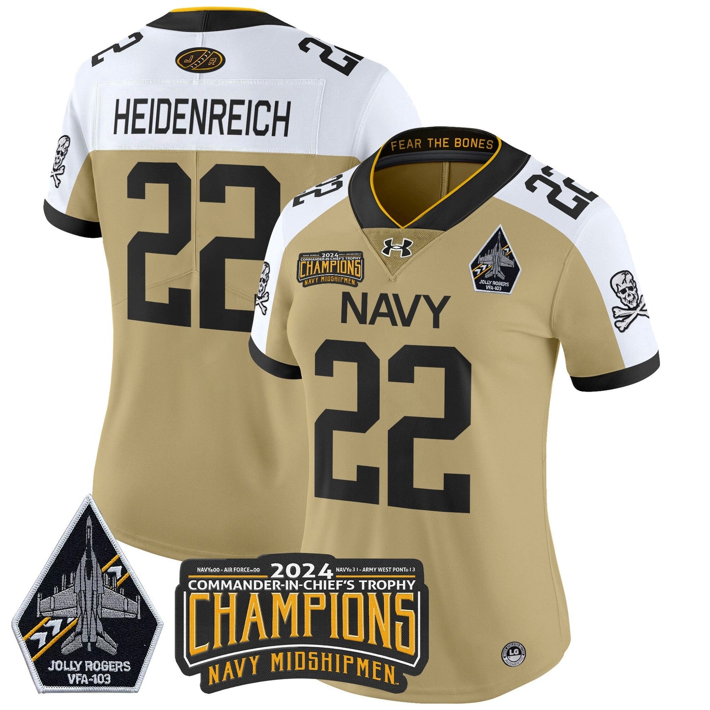 Women's Navy Midshipmen 2024 Commander-In-Chief's Trophy Champions Patch Vapor Limited Jersey - All Stitched