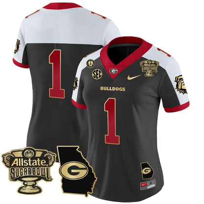 Women's Georgia Bulldogs 2025 Sugar Bowl & Georgia Map Patch Vapor Limited Jersey - All Stitched