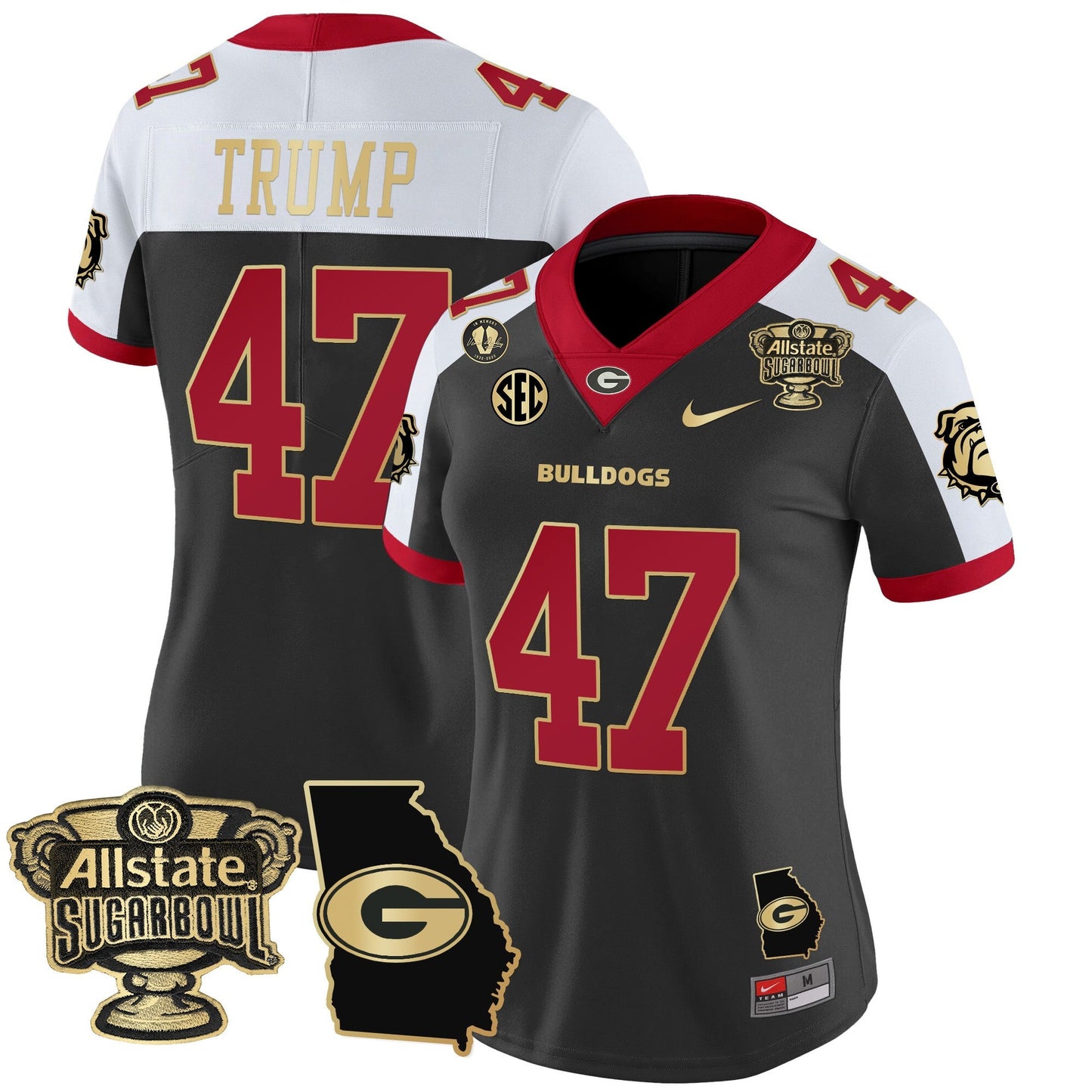 Women's Georgia Bulldogs 2025 Sugar Bowl & Georgia Map Patch Vapor Limited Jersey - All Stitched