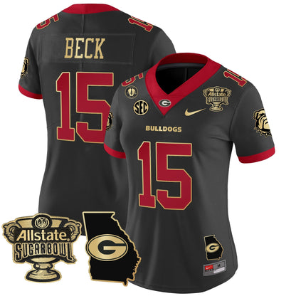 Women's Georgia Bulldogs 2025 Sugar Bowl & Georgia Map Patch Vapor Limited Jersey - All Stitched