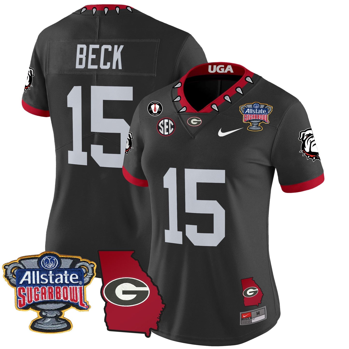 Women's Georgia Bulldogs 2025 Sugar Bowl & Georgia Map Patch Vapor Limited Jersey - All Stitched