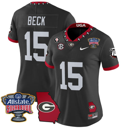 Women's Georgia Bulldogs 2025 Sugar Bowl & Georgia Map Patch Vapor Limited Jersey - All Stitched