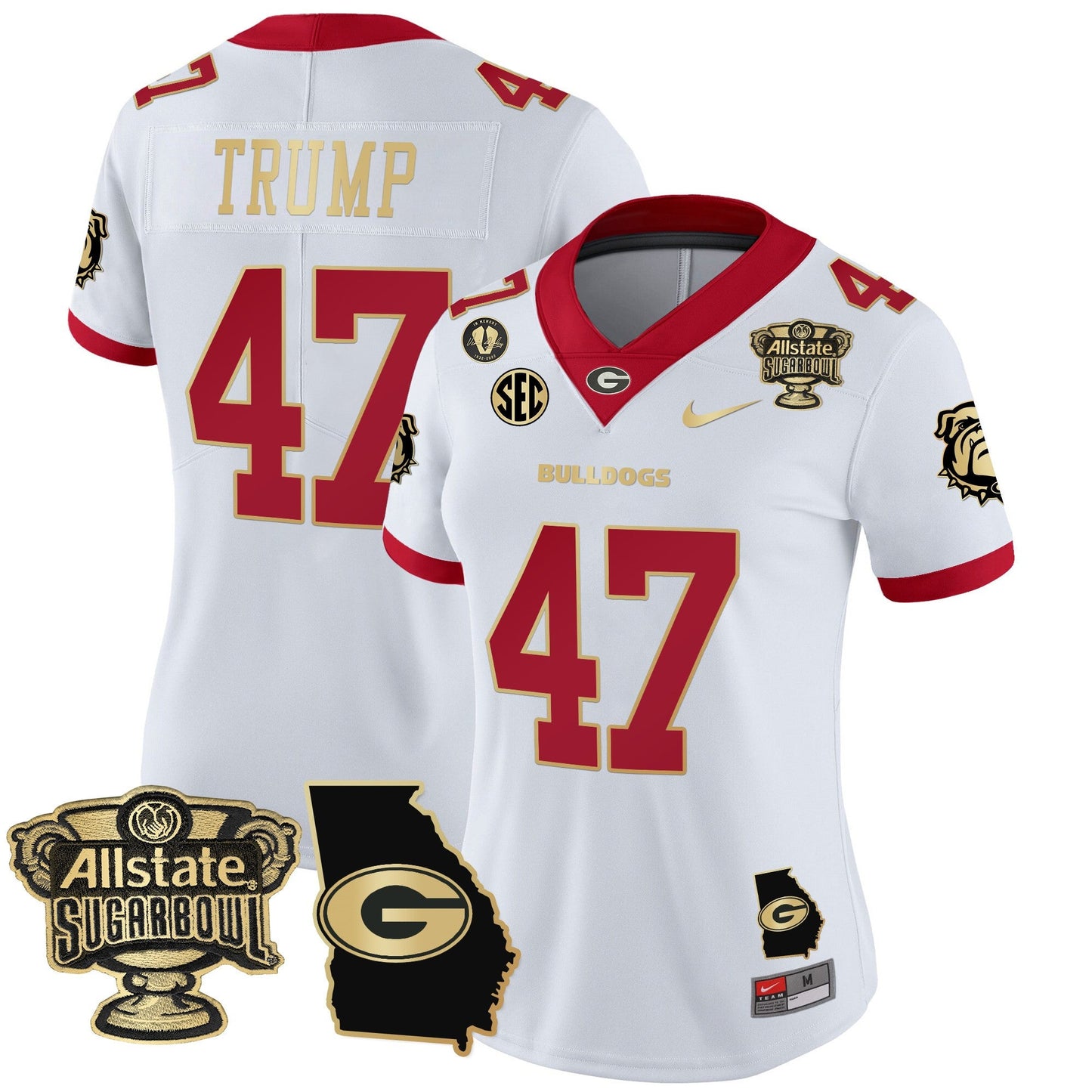 Women's Georgia Bulldogs 2025 Sugar Bowl & Georgia Map Patch Vapor Limited Jersey - All Stitched