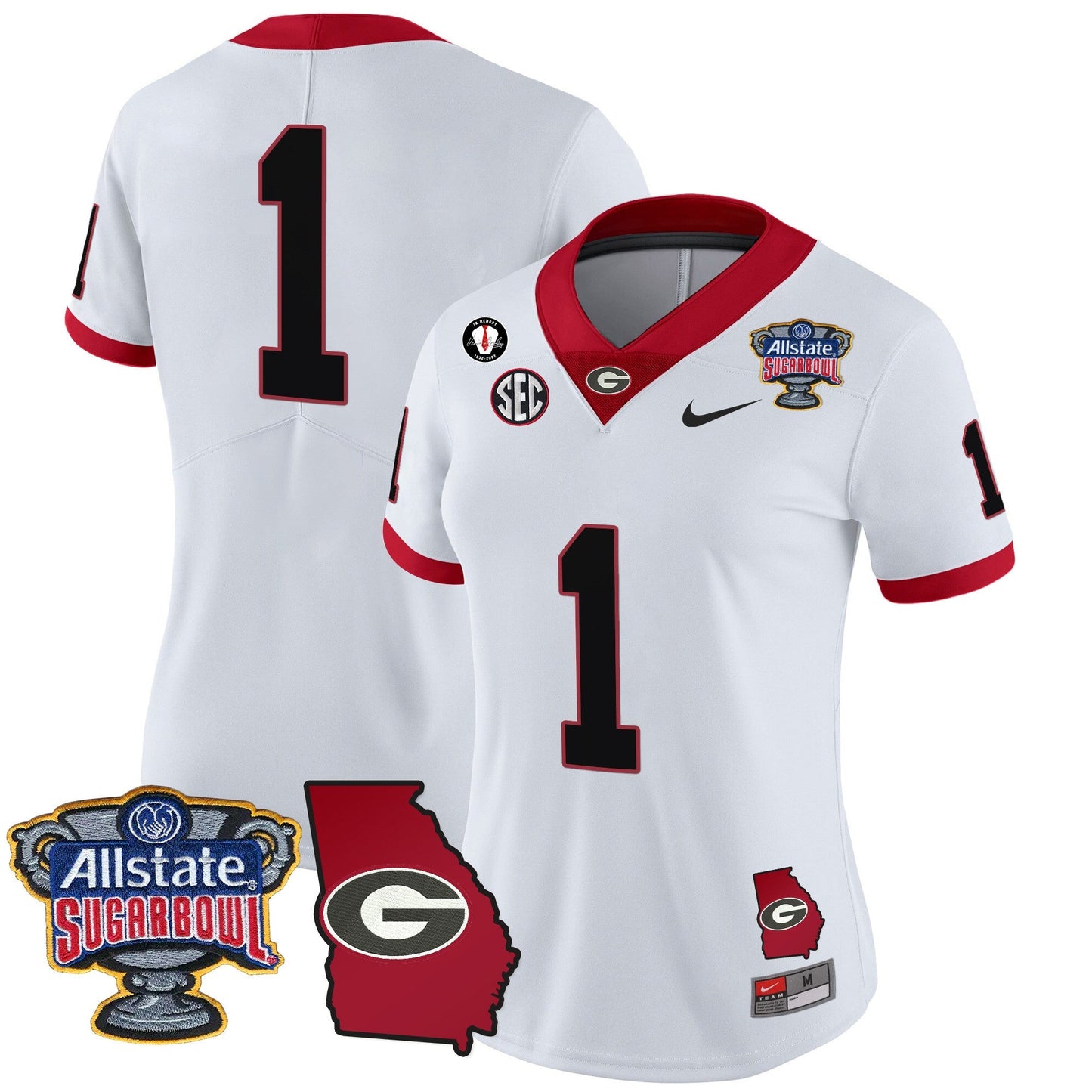 Women's Georgia Bulldogs 2025 Sugar Bowl & Georgia Map Patch Vapor Limited Jersey - All Stitched