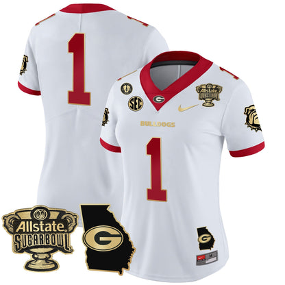 Women's Georgia Bulldogs 2025 Sugar Bowl & Georgia Map Patch Vapor Limited Jersey - All Stitched