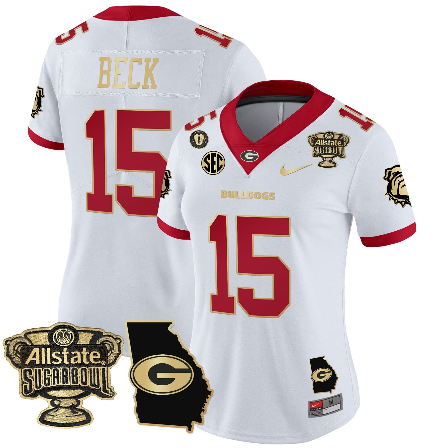 Women's Georgia Bulldogs 2025 Sugar Bowl & Georgia Map Patch Vapor Limited Jersey - All Stitched