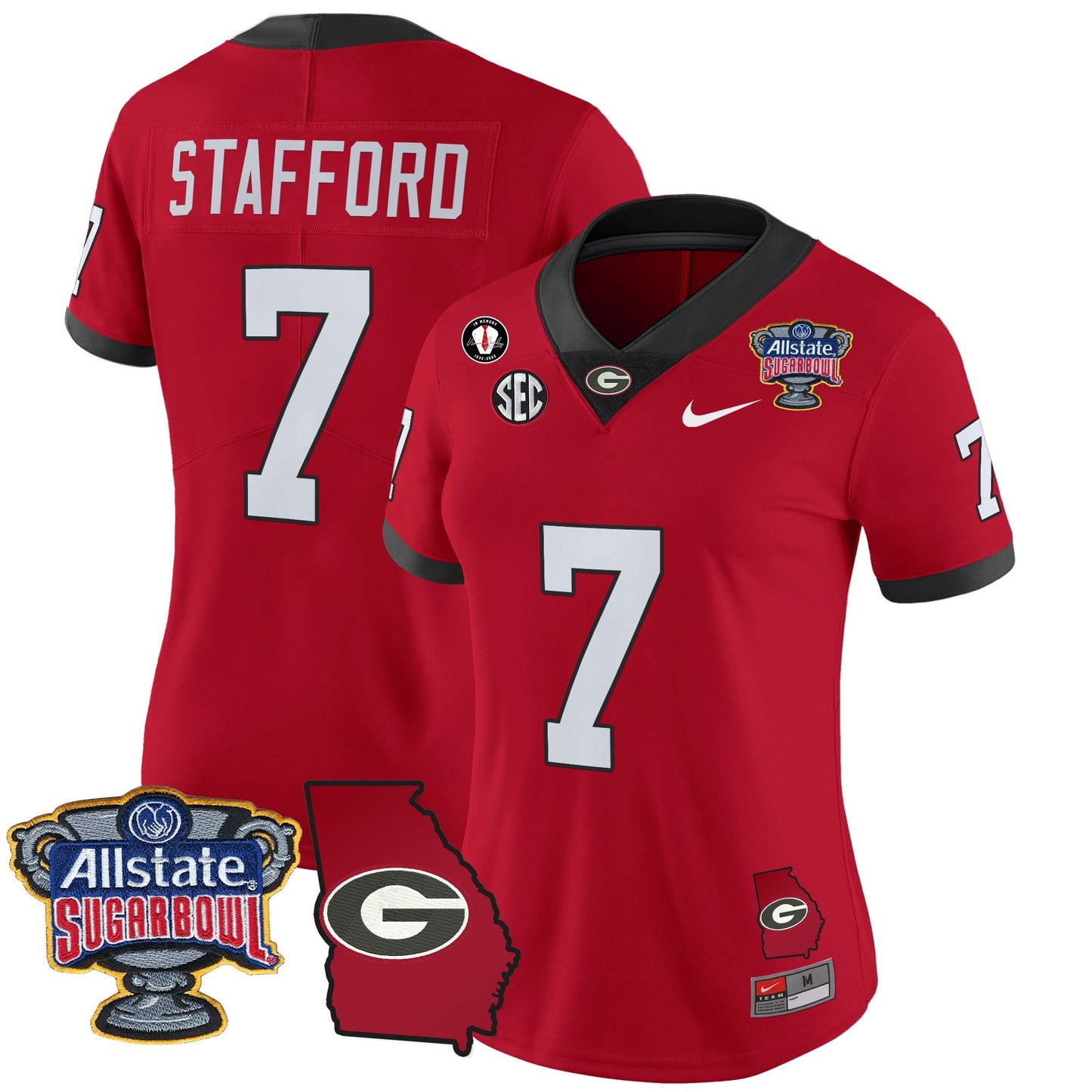 Women's Georgia Bulldogs 2025 Sugar Bowl & Georgia Map Patch Vapor Limited Jersey - All Stitched