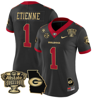 Women's Georgia Bulldogs 2025 Sugar Bowl & Georgia Map Patch Vapor Limited Jersey - All Stitched