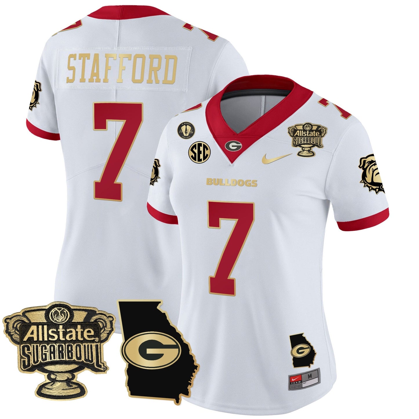 Women's Georgia Bulldogs 2025 Sugar Bowl & Georgia Map Patch Vapor Limited Jersey - All Stitched