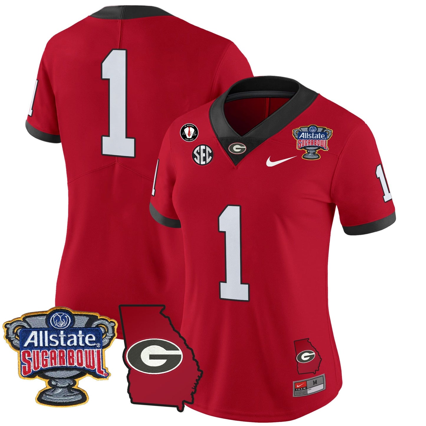 Women's Georgia Bulldogs 2025 Sugar Bowl & Georgia Map Patch Vapor Limited Jersey - All Stitched