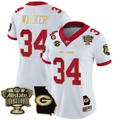 Women's Georgia Bulldogs 2025 Sugar Bowl & Georgia Map Patch Vapor Limited Jersey - All Stitched