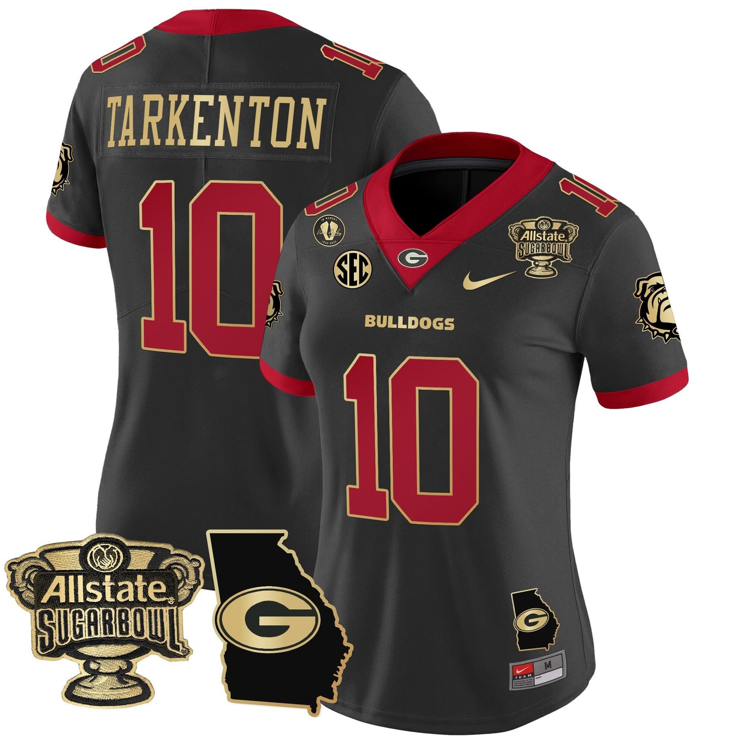 Women's Georgia Bulldogs 2025 Sugar Bowl & Georgia Map Patch Vapor Limited Jersey - All Stitched