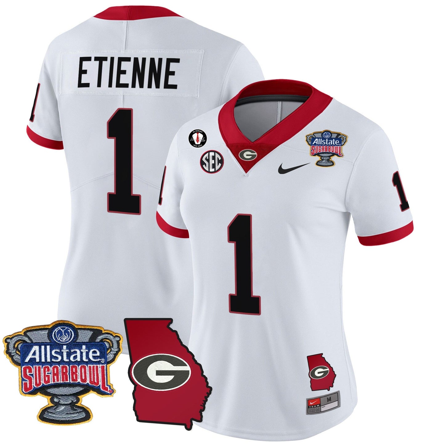 Women's Georgia Bulldogs 2025 Sugar Bowl & Georgia Map Patch Vapor Limited Jersey - All Stitched