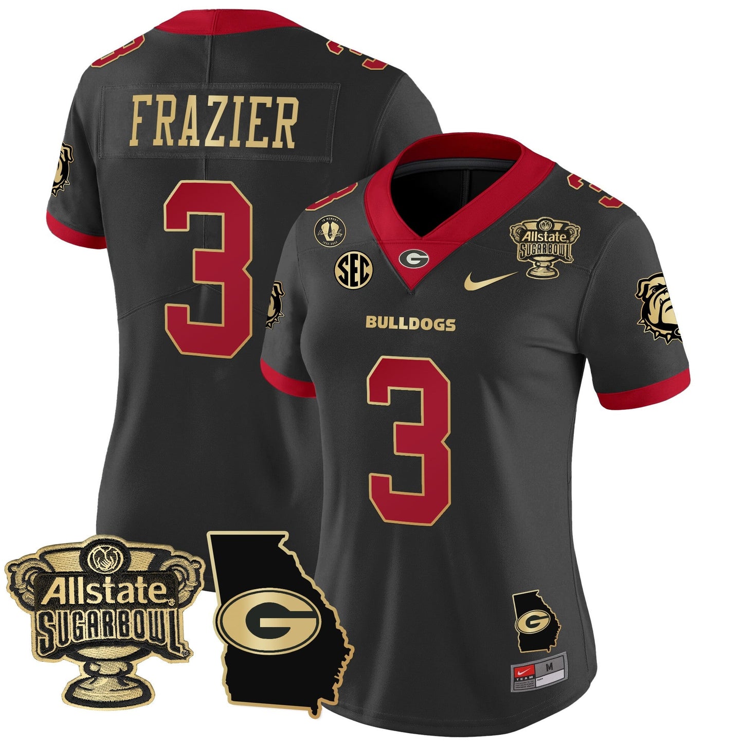 Women's Georgia Bulldogs 2025 Sugar Bowl & Georgia Map Patch Vapor Limited Jersey - All Stitched