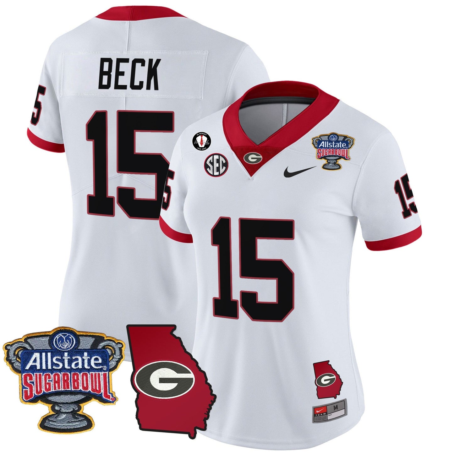 Women's Georgia Bulldogs 2025 Sugar Bowl & Georgia Map Patch Vapor Limited Jersey - All Stitched