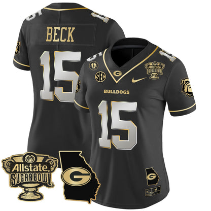 Women's Georgia Bulldogs 2025 Sugar Bowl & Georgia Map Patch Vapor Limited Jersey - All Stitched