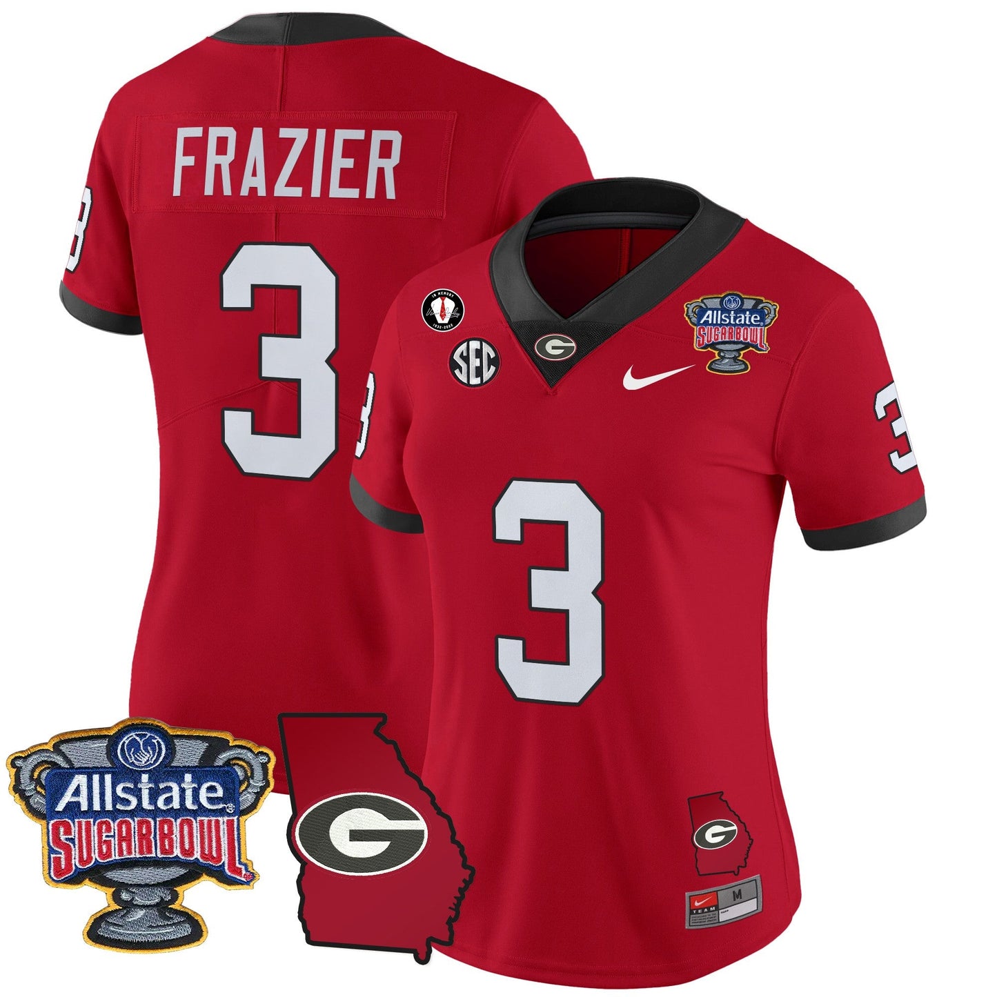 Women's Georgia Bulldogs 2025 Sugar Bowl & Georgia Map Patch Vapor Limited Jersey - All Stitched