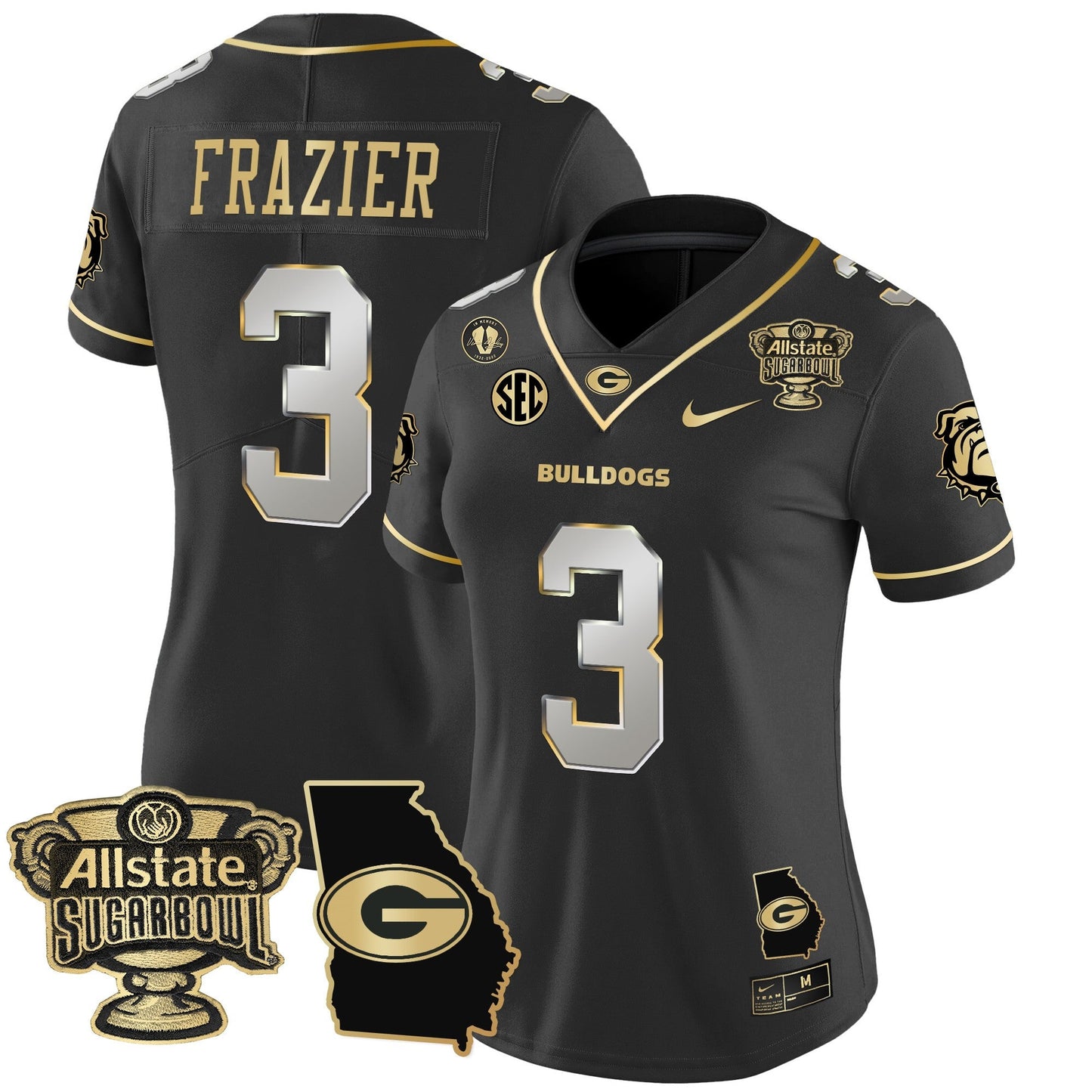 Women's Georgia Bulldogs 2025 Sugar Bowl & Georgia Map Patch Vapor Limited Jersey - All Stitched
