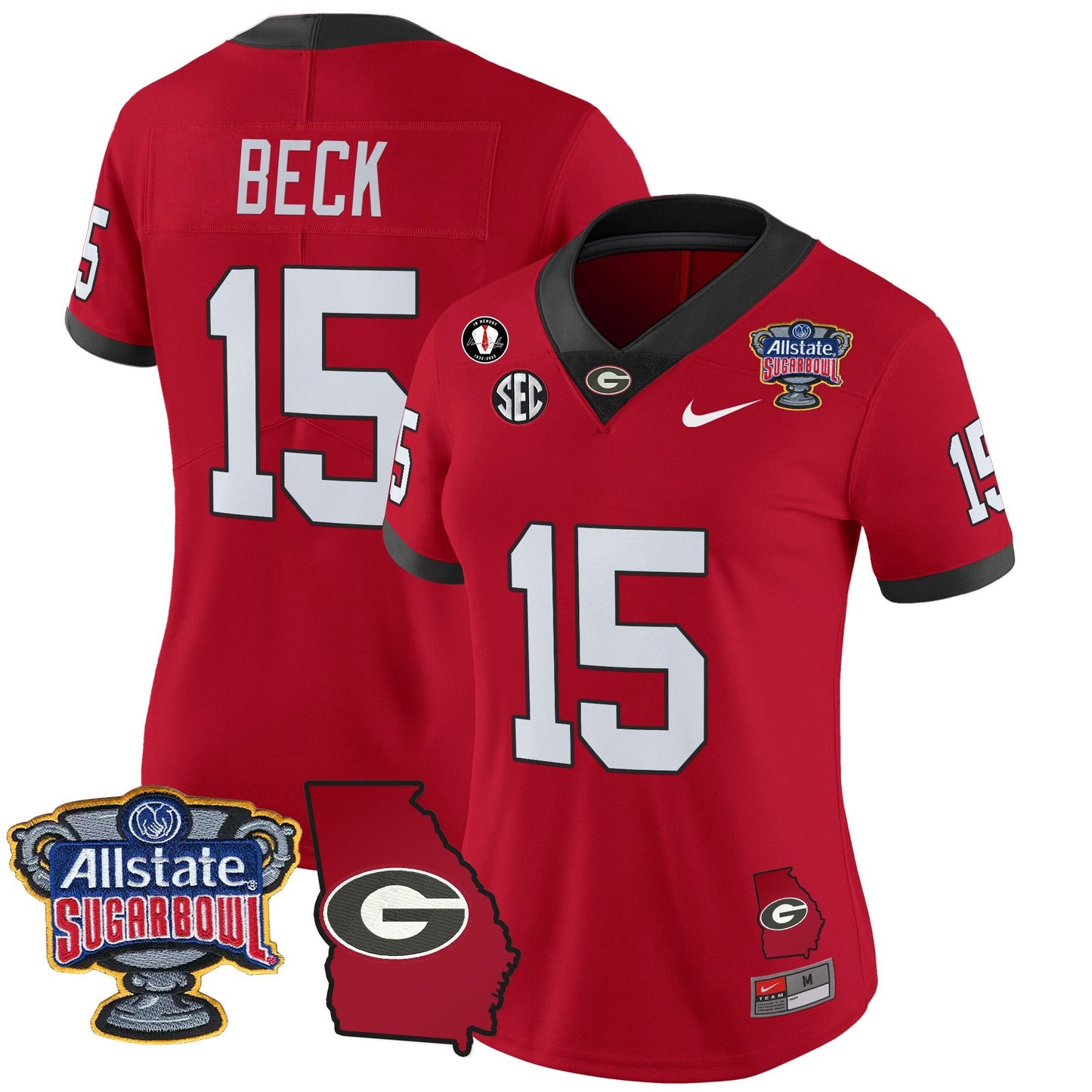 Women's Georgia Bulldogs 2025 Sugar Bowl & Georgia Map Patch Vapor Limited Jersey - All Stitched