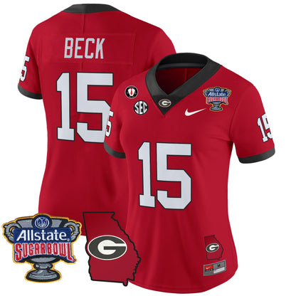 Women's Georgia Bulldogs 2025 Sugar Bowl & Georgia Map Patch Vapor Limited Jersey - All Stitched