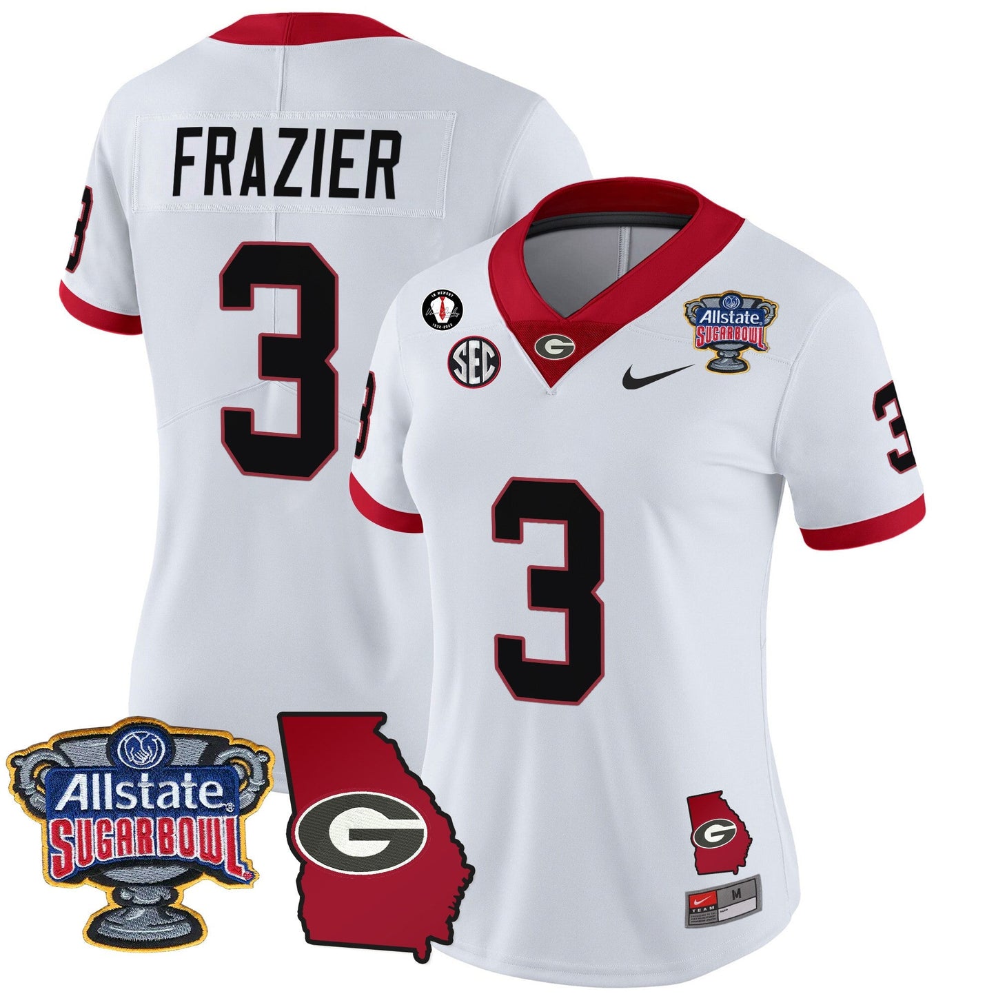 Women's Georgia Bulldogs 2025 Sugar Bowl & Georgia Map Patch Vapor Limited Jersey - All Stitched