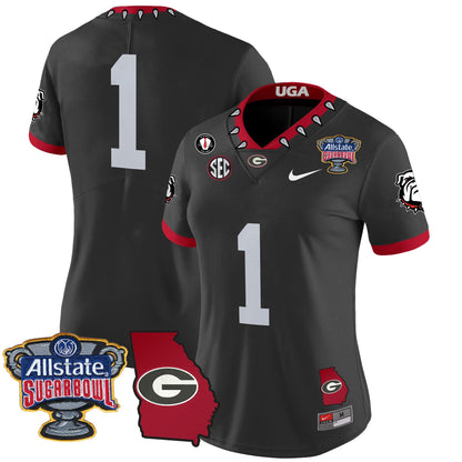 Women's Georgia Bulldogs 2025 Sugar Bowl & Georgia Map Patch Vapor Limited Jersey - All Stitched