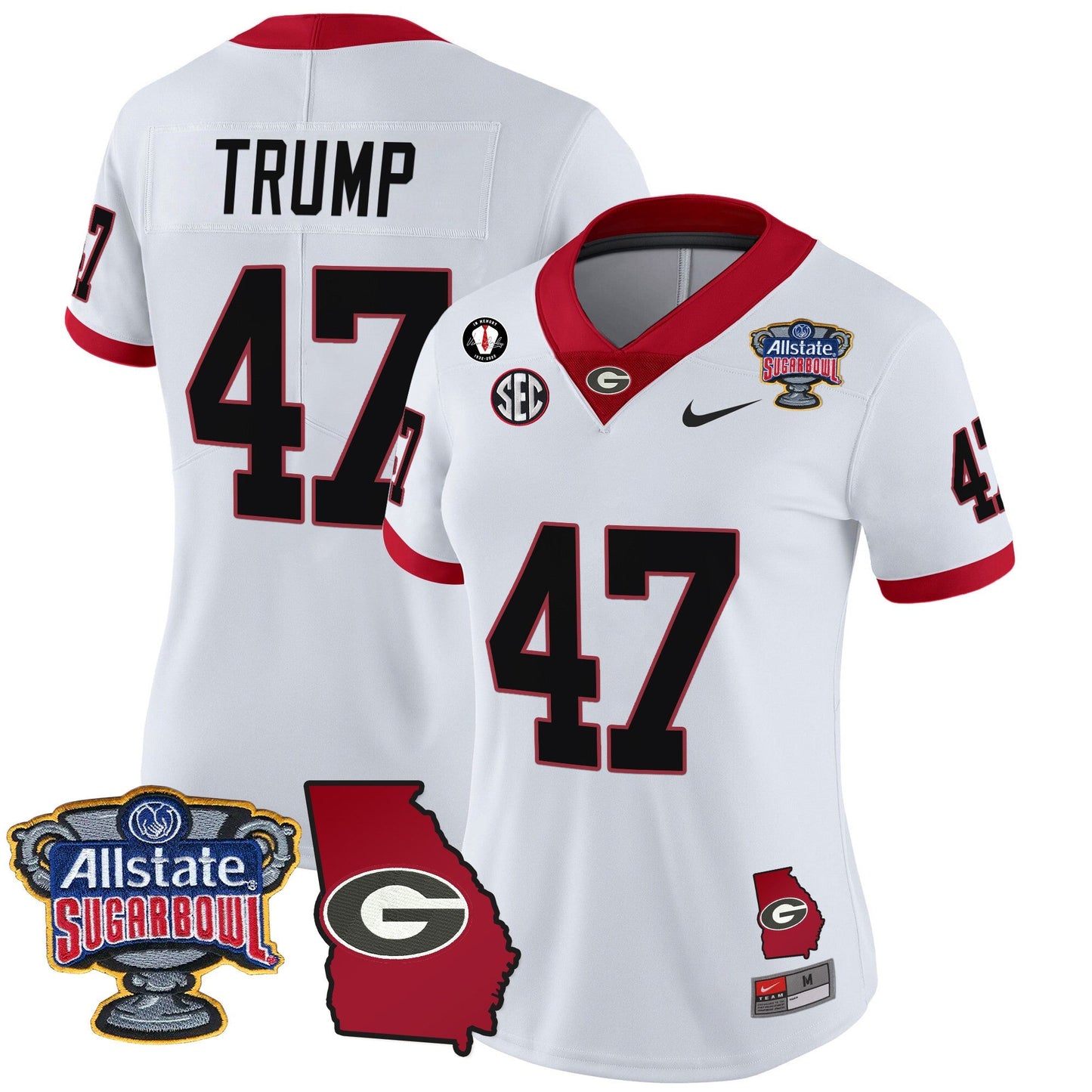 Women's Georgia Bulldogs 2025 Sugar Bowl & Georgia Map Patch Vapor Limited Jersey - All Stitched