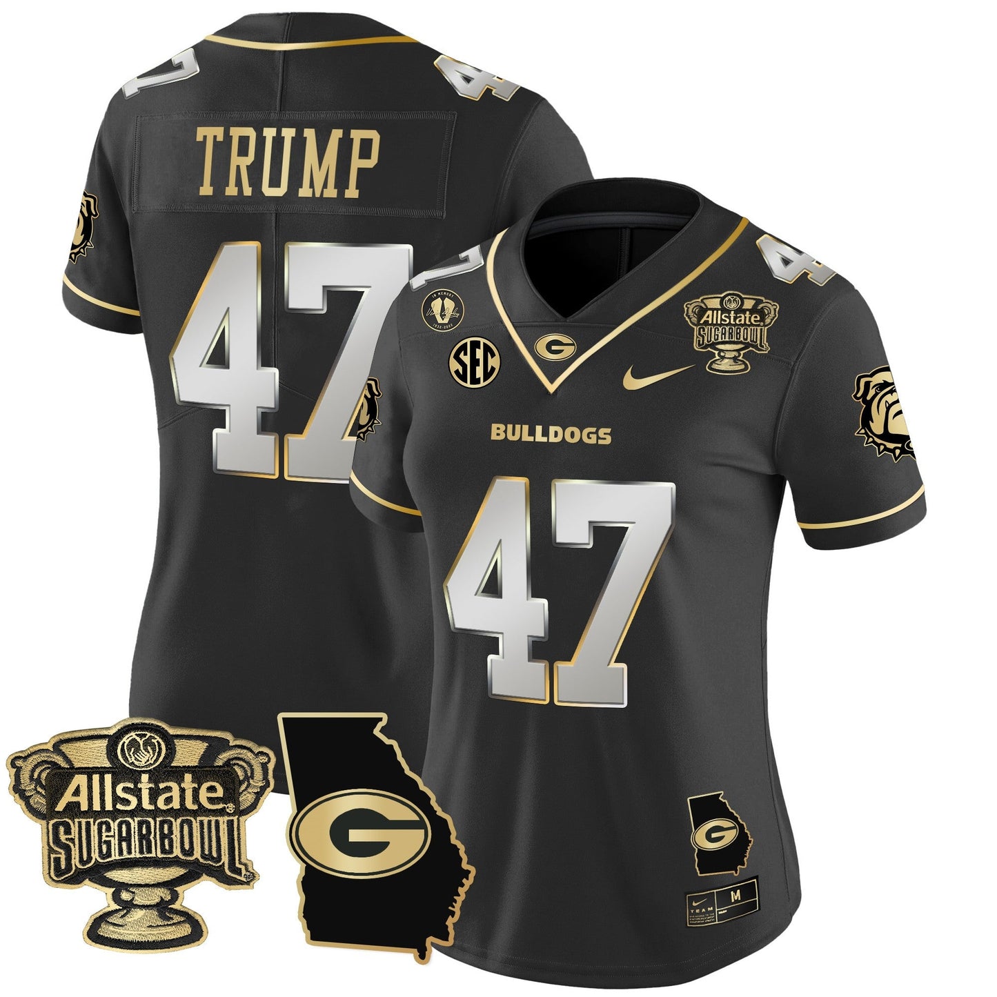 Women's Georgia Bulldogs 2025 Sugar Bowl & Georgia Map Patch Vapor Limited Jersey - All Stitched