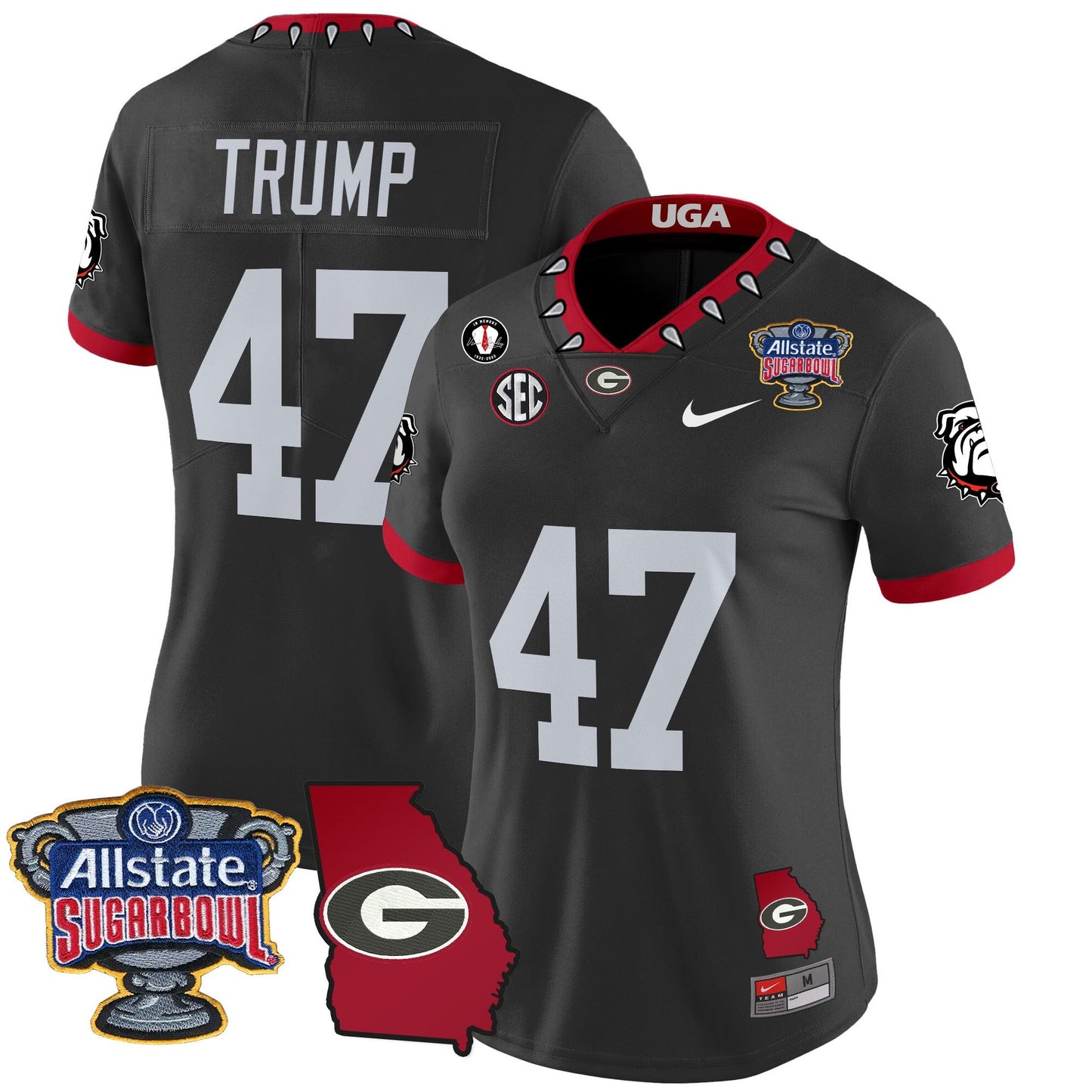 Women's Georgia Bulldogs 2025 Sugar Bowl & Georgia Map Patch Vapor Limited Jersey - All Stitched
