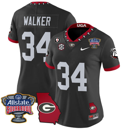 Women's Georgia Bulldogs 2025 Sugar Bowl & Georgia Map Patch Vapor Limited Jersey - All Stitched