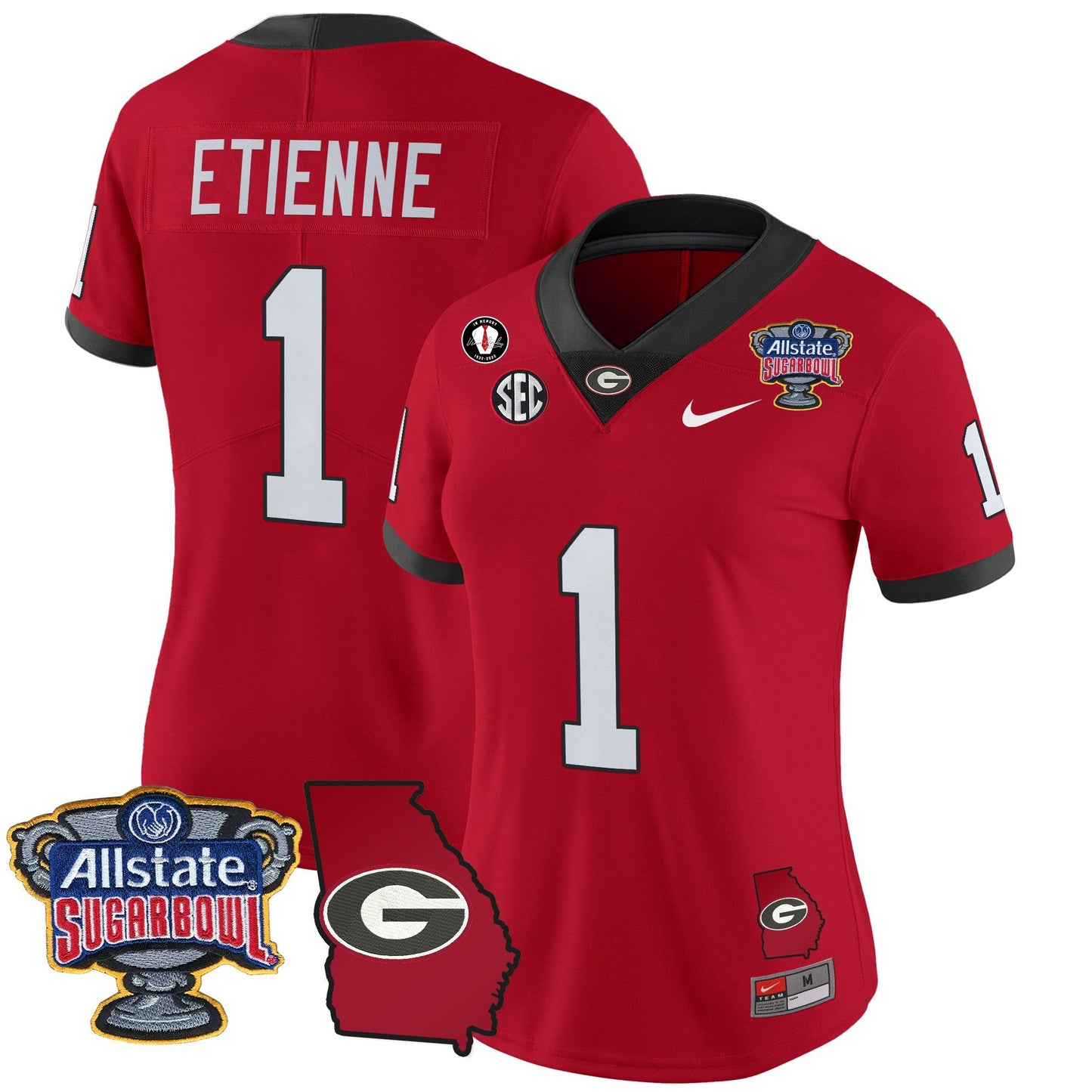 Women's Georgia Bulldogs 2025 Sugar Bowl & Georgia Map Patch Vapor Limited Jersey - All Stitched
