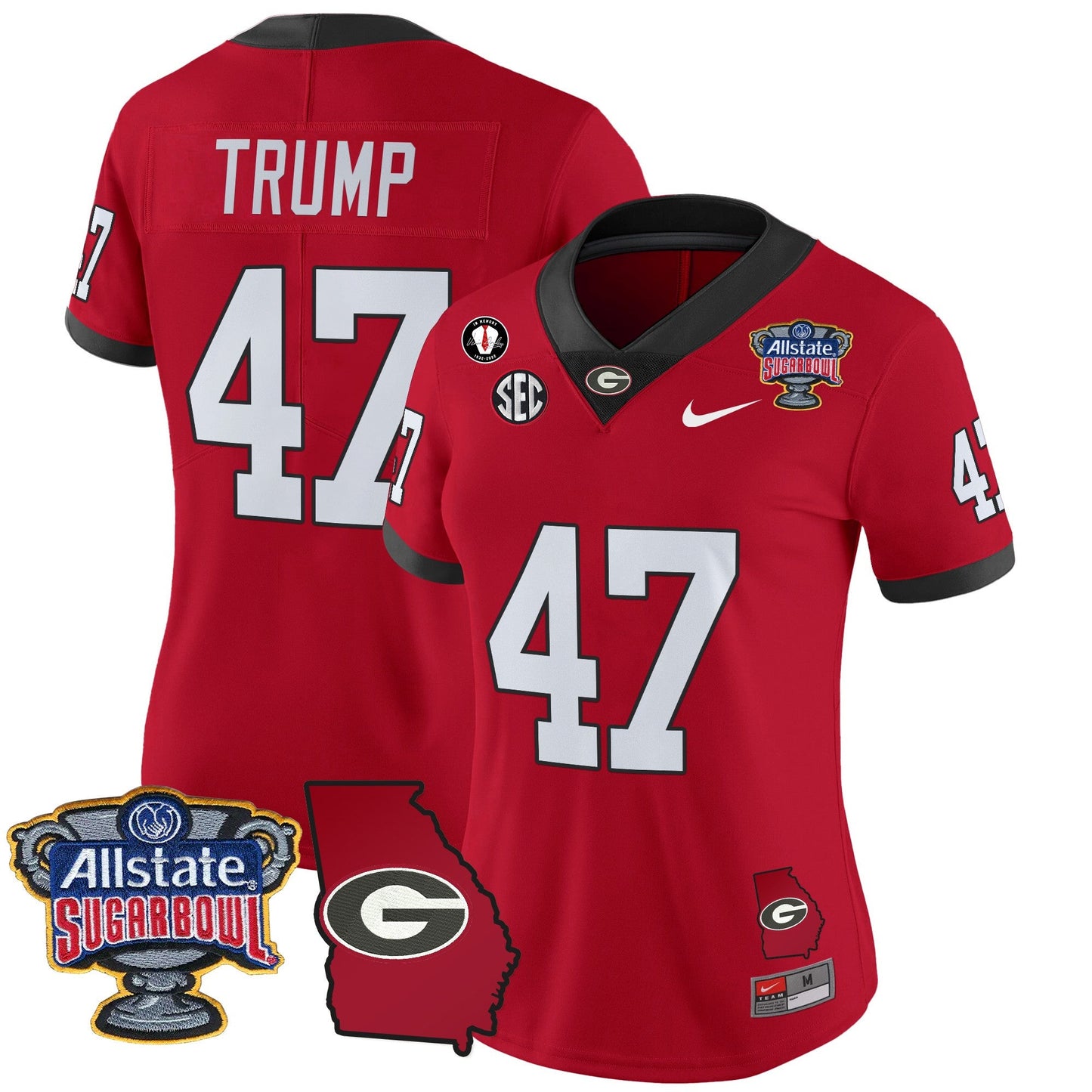 Women's Georgia Bulldogs 2025 Sugar Bowl & Georgia Map Patch Vapor Limited Jersey - All Stitched