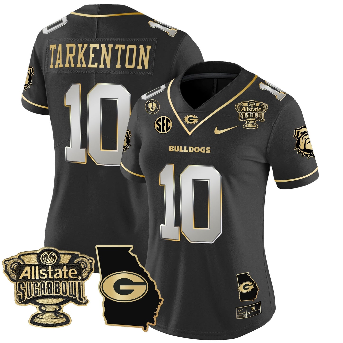 Women's Georgia Bulldogs 2025 Sugar Bowl & Georgia Map Patch Vapor Limited Jersey - All Stitched