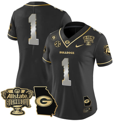 Women's Georgia Bulldogs 2025 Sugar Bowl & Georgia Map Patch Vapor Limited Jersey - All Stitched