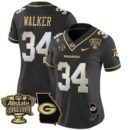 Women's Georgia Bulldogs 2025 Sugar Bowl & Georgia Map Patch Vapor Limited Jersey - All Stitched