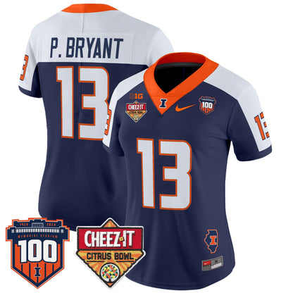 Women's Illinois Fighting Illini 2025 Cheez-It Citrus Bowl Patch Vapor Limited Jersey - All Stitched