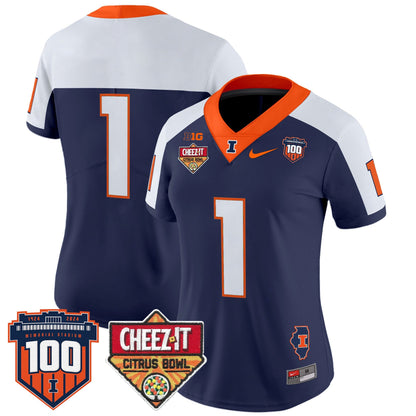 Women's Illinois Fighting Illini 2025 Cheez-It Citrus Bowl Patch Vapor Limited Jersey - All Stitched