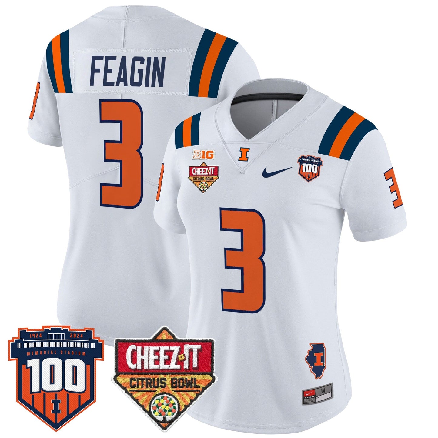 Women's Illinois Fighting Illini 2025 Cheez-It Citrus Bowl Patch Vapor Limited Jersey - All Stitched