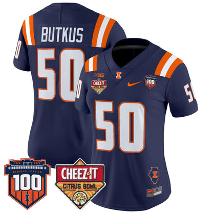 Women's Illinois Fighting Illini 2025 Cheez-It Citrus Bowl Patch Vapor Limited Jersey - All Stitched