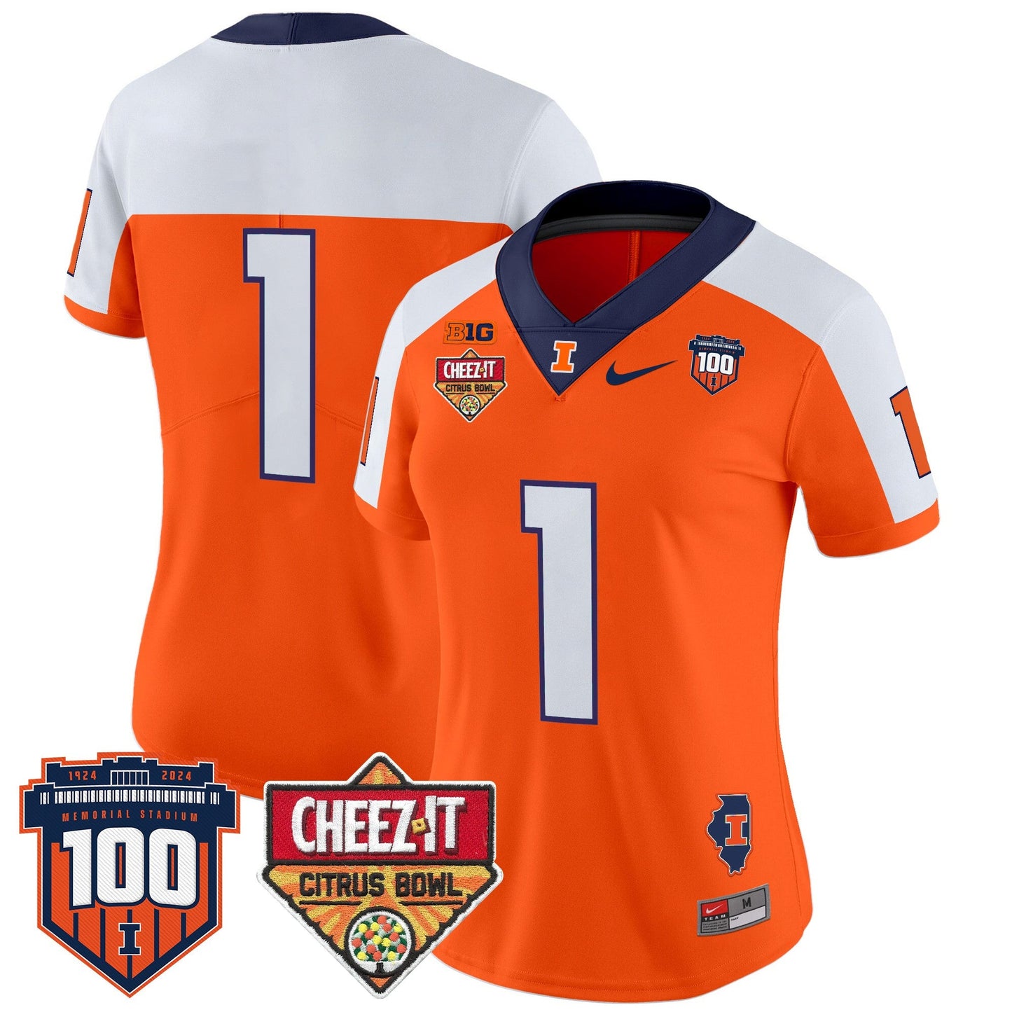 Women's Illinois Fighting Illini 2025 Cheez-It Citrus Bowl Patch Vapor Limited Jersey - All Stitched
